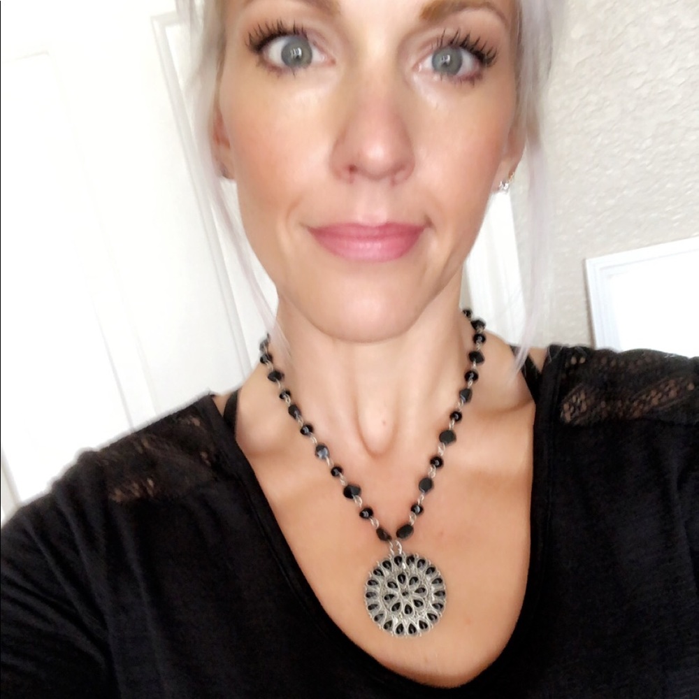 Black Stone Medallion necklace